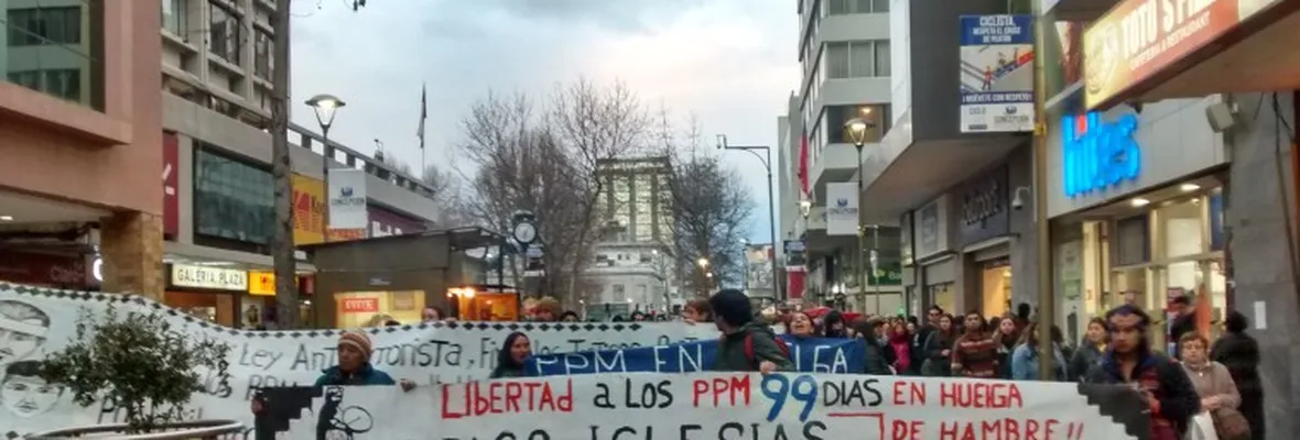 Marchan en Concepción por la libertad de los presos mapuche a 99 días de crítica huelga de hambre [VIDEO]