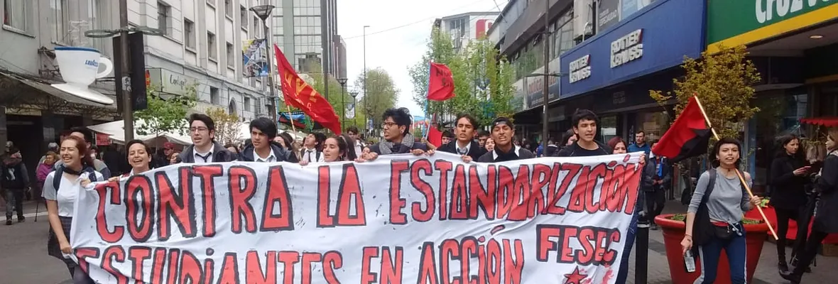Secundarios/as marchan contra el SIMCE y el proyecto Aula Segura en Concepción