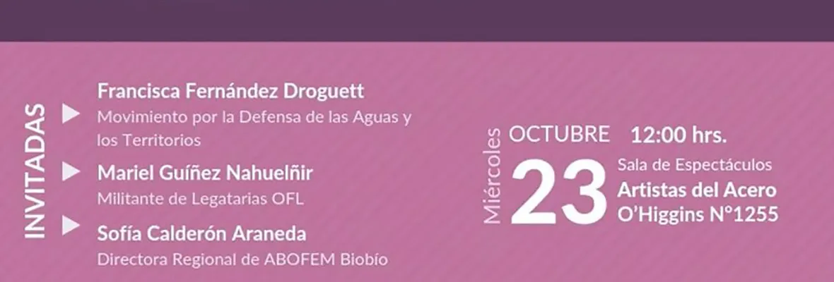 Ecofeminista Francisca Fernández Droguett llega a Concepción como ponente del nuevo diálogo ABOFEM Biobío en Artistas del Acero