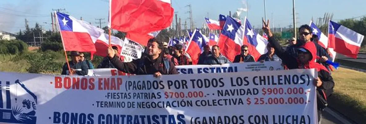 Subcontratistas de ENAP marchan de Hualpén a Concepción sumándose a las protestas y exigiendo fin a abusos del subcontrato