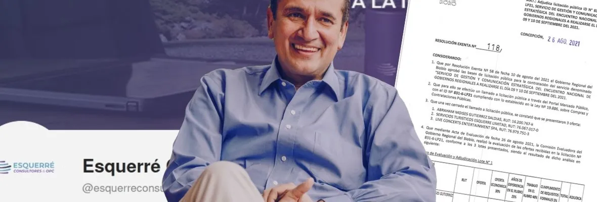 Holding Esquerré y Rodrigo Díaz: empresa involucrada en la campaña del Gobernador del Biobío obtuvo millonaria licitación durante su mandato