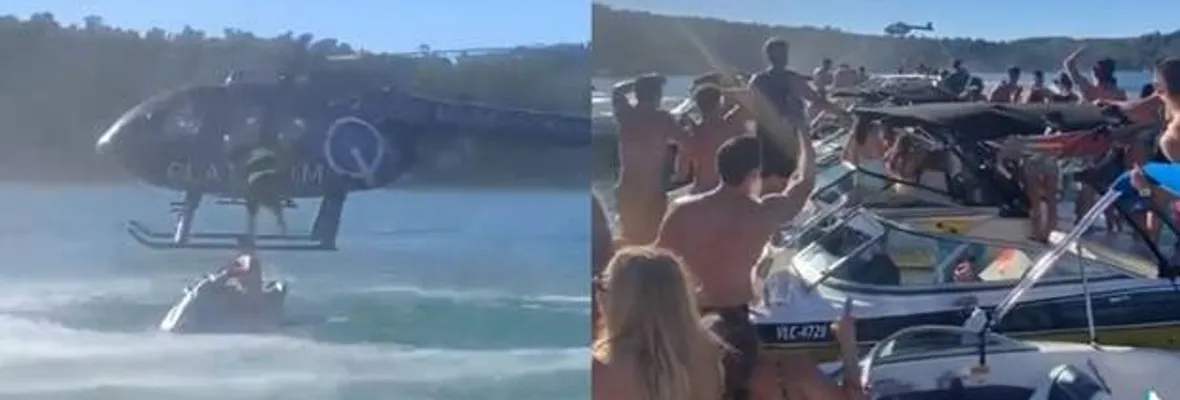 Sin medidas sanitarias, en lanchas y con helicóptero: Investigarán fiesta realizada en lago Villarrica