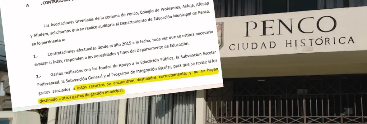 Denuncian ante Contraloría presunta malversación de recursos de educación pública en municipalidad de Penco