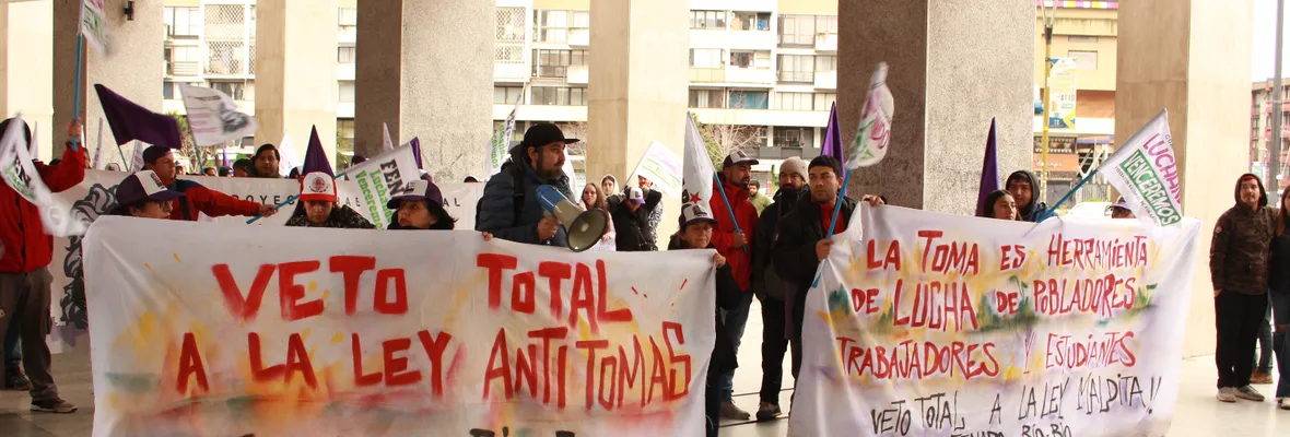 Pobladores marcharon a nivel nacional exigiendo a Boric el veto total de la ley Antitomas