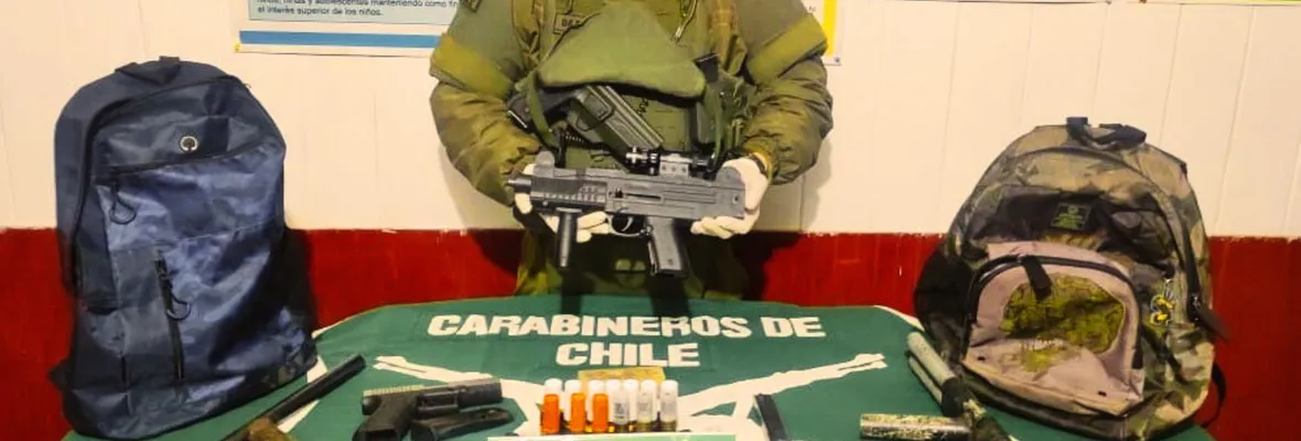 Bandas armadas en Tirúa: Hermano de concejal fue detenido con escopetas, una mini uzi y municiones