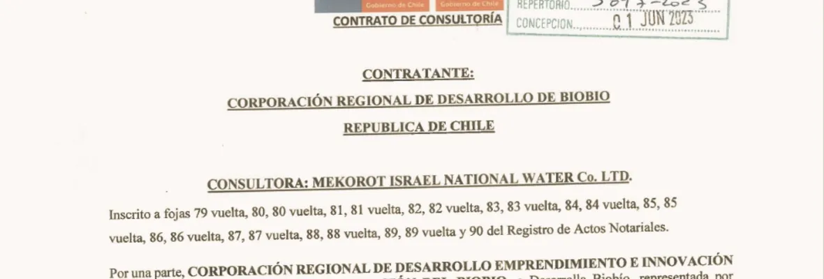 Corporación del GORE Biobío pagará unos $250 millones a empresa de agua de Israel por consultoría que entrega información sensible sobre el vital elemento