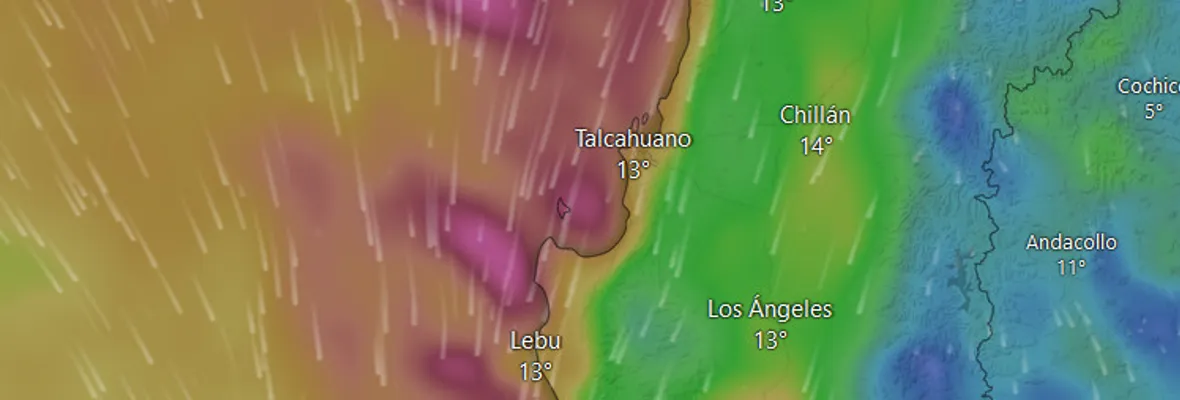 Alarma meteorológica por viento y lluvias intensas para la costa de Biobío y Ñuble