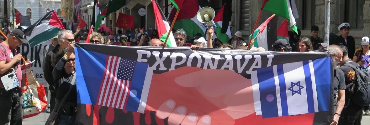 Marcha contra la Exponaval y en solidaridad con el pueblo palestino se desarrolló en Valparaíso