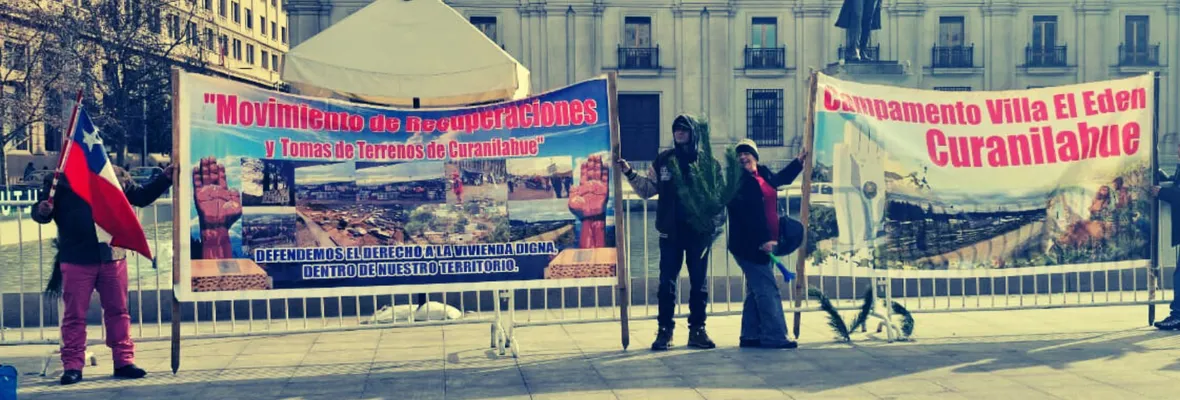 Vecinos de Curanilahue llegan hasta La Moneda para denunciar irregularidades en proceso judicial con Forestal Arauco que amenaza con desalojo
