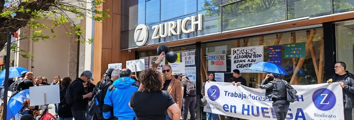 La primera de su historia: Trabajadores de Zurich cumplen 7 días en huelga exigiendo mejoras en condiciones laborales, bonificaciones y posibilidad de retiro
