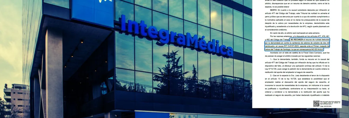 Corte de Santiago ratifica que hubo despido injustificado contra 44 trabajadores de Integramédica y rechazó recurso de nulidad presentado por la empresa