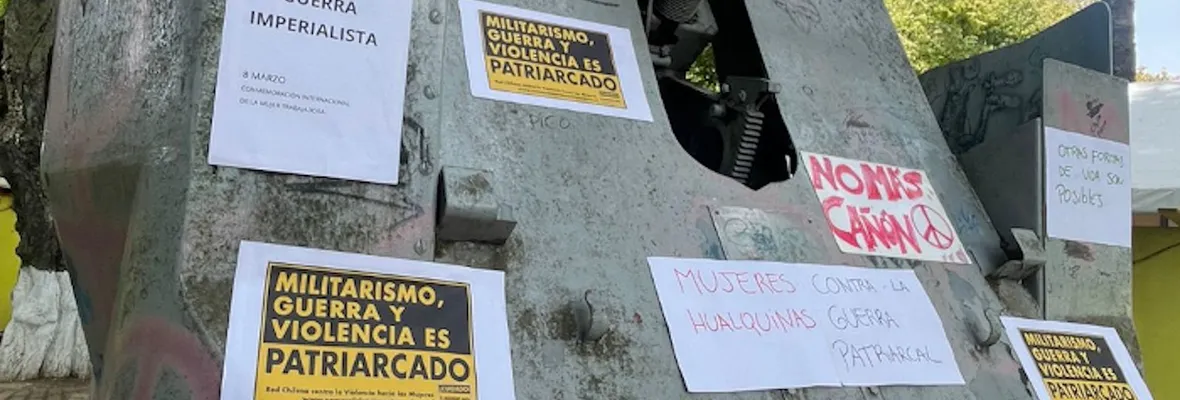 Mujeres hualquinas repudian presencia de cañón en la comuna: "Es un símbolo de una historia construida desde la guerra, el patriarcado, el colonialismo y el capitalismo"