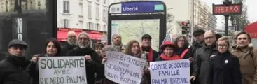 Chilenos en Francia se manifiestan para pedir asilo político de Ricardo Palma Salmanca y Silvia Brzovic