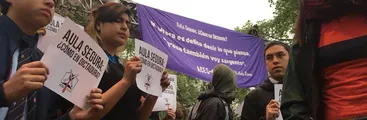 Secundarios/as protestan nuevamente contra el proyecto Aula Segura en Santiago