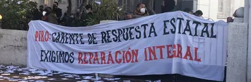 Integrantes de Toma del INDH protestaron en las afueras de dirección de Programa Integral de Reparación Ocular