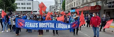 Trabajadoras/es organizados en la Fenats marcharon por Concepción exigiendo al Gobierno aumento presupuestario para el próximo año