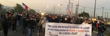 Subcontratados de ENAP marcharon por Hualpén luego de que gerencia los dejara plantados en Inspección del Trabajo