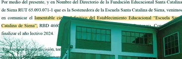 Anuncian cierre de Escuela Santa Catalina de Siena ante entorno insalubre, abrupta caída de matrículas y erradicación de Población Aurora de Chile