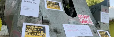 Mujeres hualquinas repudian presencia de cañón en la comuna: "Es un símbolo de una historia construida desde la guerra, el patriarcado, el colonialismo y el capitalismo"
