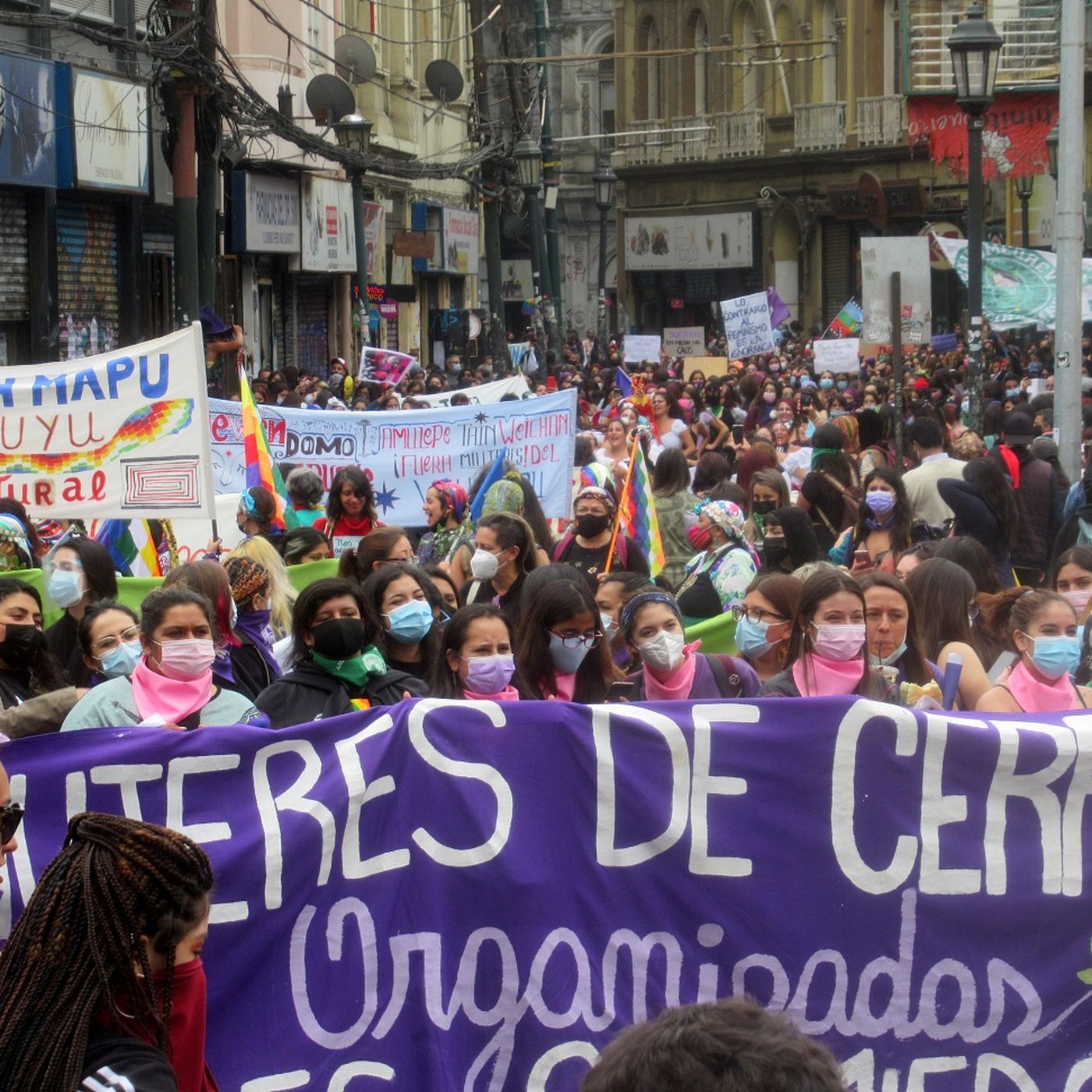 En el marco de la huelga feminista del #8M: Manifestantes