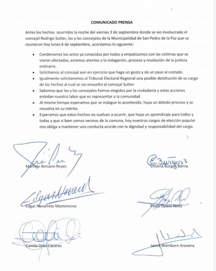 carta concejales Rodrigo Sutter