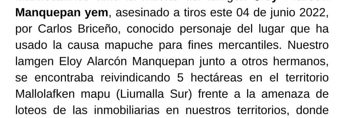 Comunero mapuche fue asesinado en sector Liumalla entre Villarrica y Lican Ray