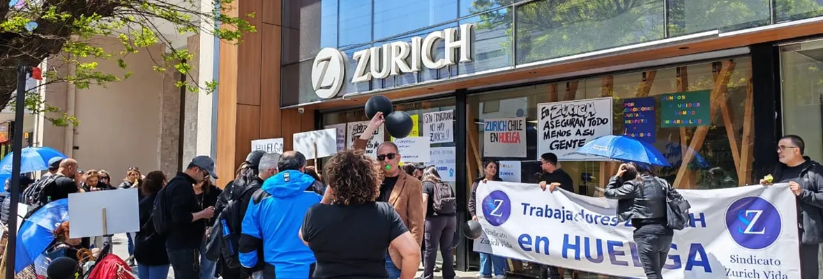 La primera de su historia: Trabajadores de Zurich cumplen 7 días en huelga exigiendo mejoras en condiciones laborales, bonificaciones y posibilidad de retiro